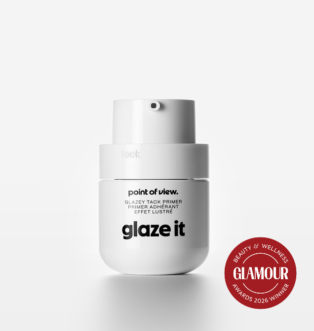 POV Beauty Glaze It glass-skin face primer — product shot with award and press recognition