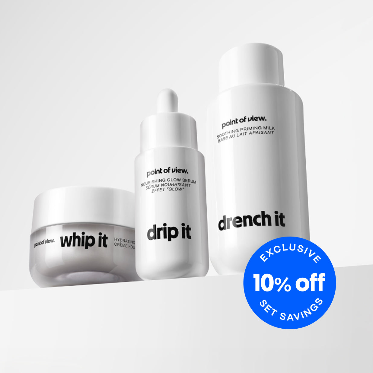 POV Beauty Renew It Set hydrating skin prep trio — product shot with award and press recognition