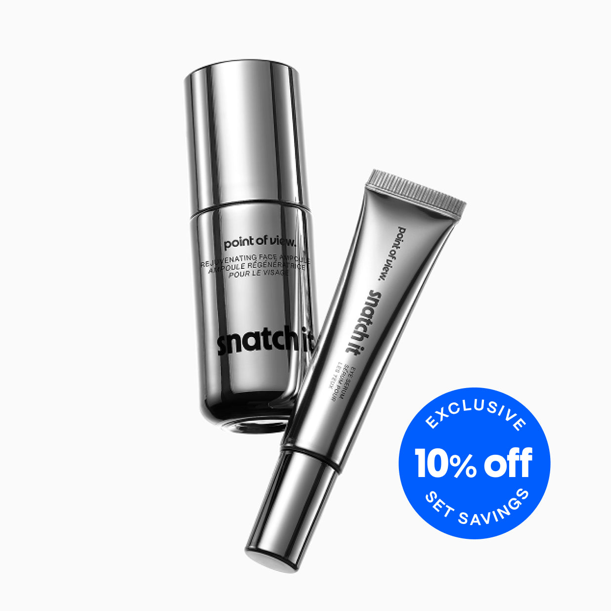 POV Beauty Sculpt It Set PDRN pro-aging face and eye serum set — product shot with award and press recognition