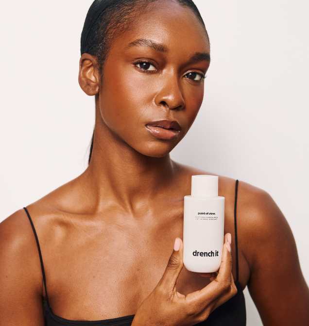 POV Beauty Drench It soothing priming milk — shown on model in a lifestyle setting